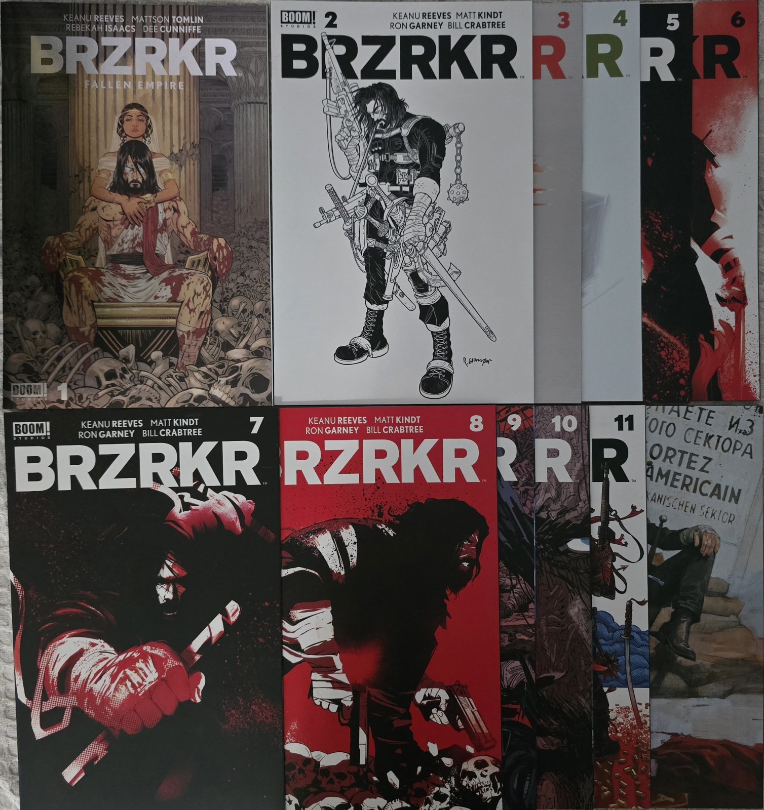 BRZRKR 1 2 3 4 5 6 7 8 9 10 11 12 Complete Set Run Boom Studios Cover A B C KEY