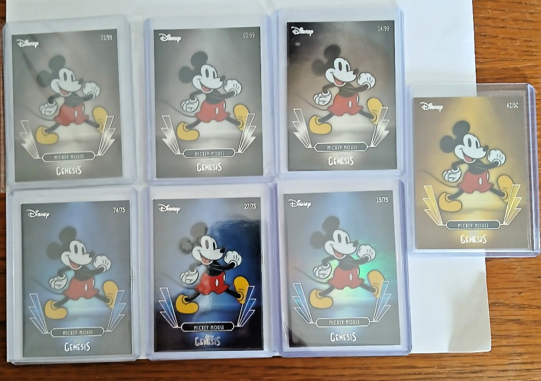 2025 Topps Disney Genesis #21 Mickey Mouse LOT OF 7 3x /99,  3x /75,  1x /50