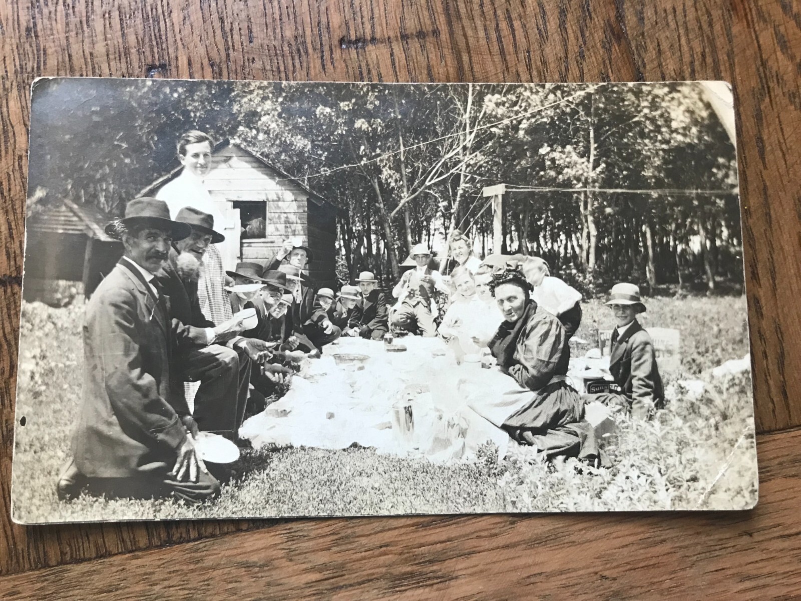 Group of People on Picnic RPPC Postcard Group of People on Picnic RPPC Postcard