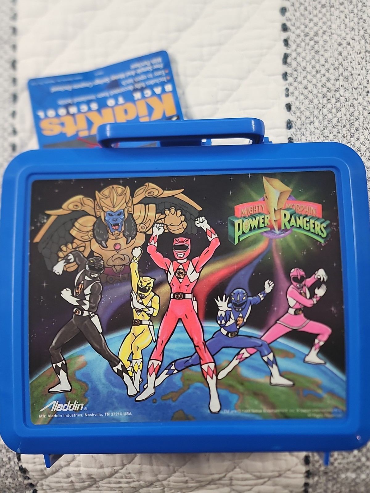 1993 NEW Mighty Morphin Power Rangers Blue Plastic Lunch Box w/ Thermos Aladdin 1993 NEW Mighty Morphin Power Rangers Blue Plastic Lunch Box w/ Thermos Aladdin