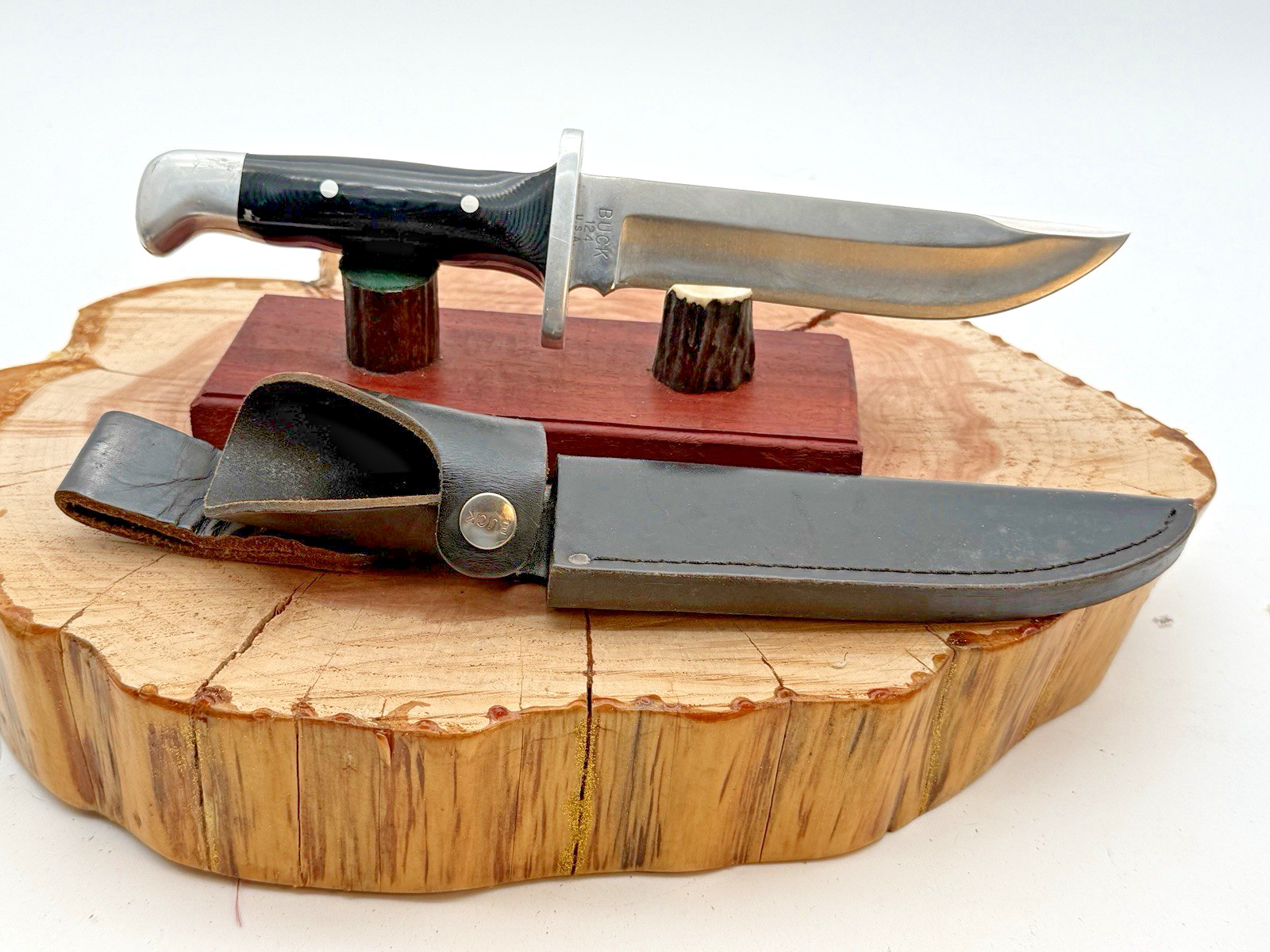 Vintage Pre Date Buck USA 124 Frontiersman with Original Sheath--clean--2261.26 Vintage Pre Date Buck USA 124 Frontiersman with Original Sheath--clean--2261.26