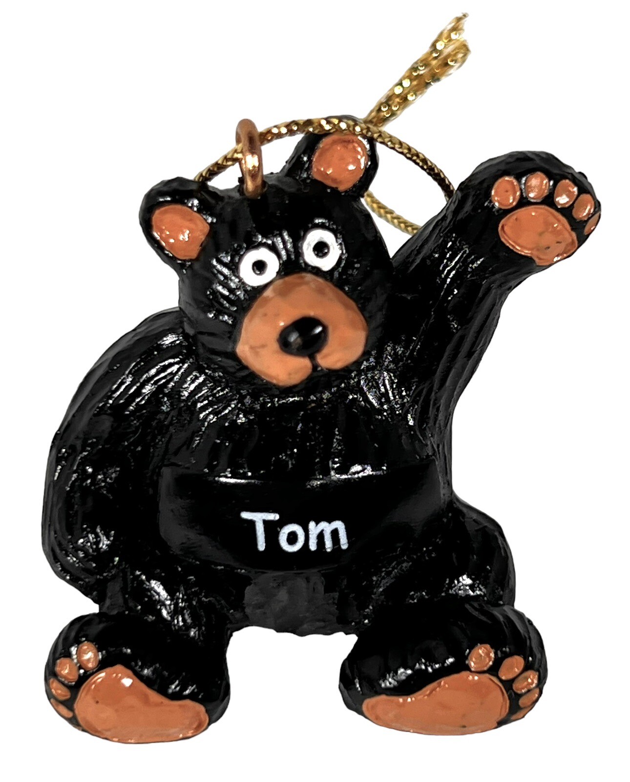 TOM Personalized 'Waving' BLACK BEAR Ornament 1.75 TOM Personalized 'Waving' BLACK BEAR Ornament 1.75