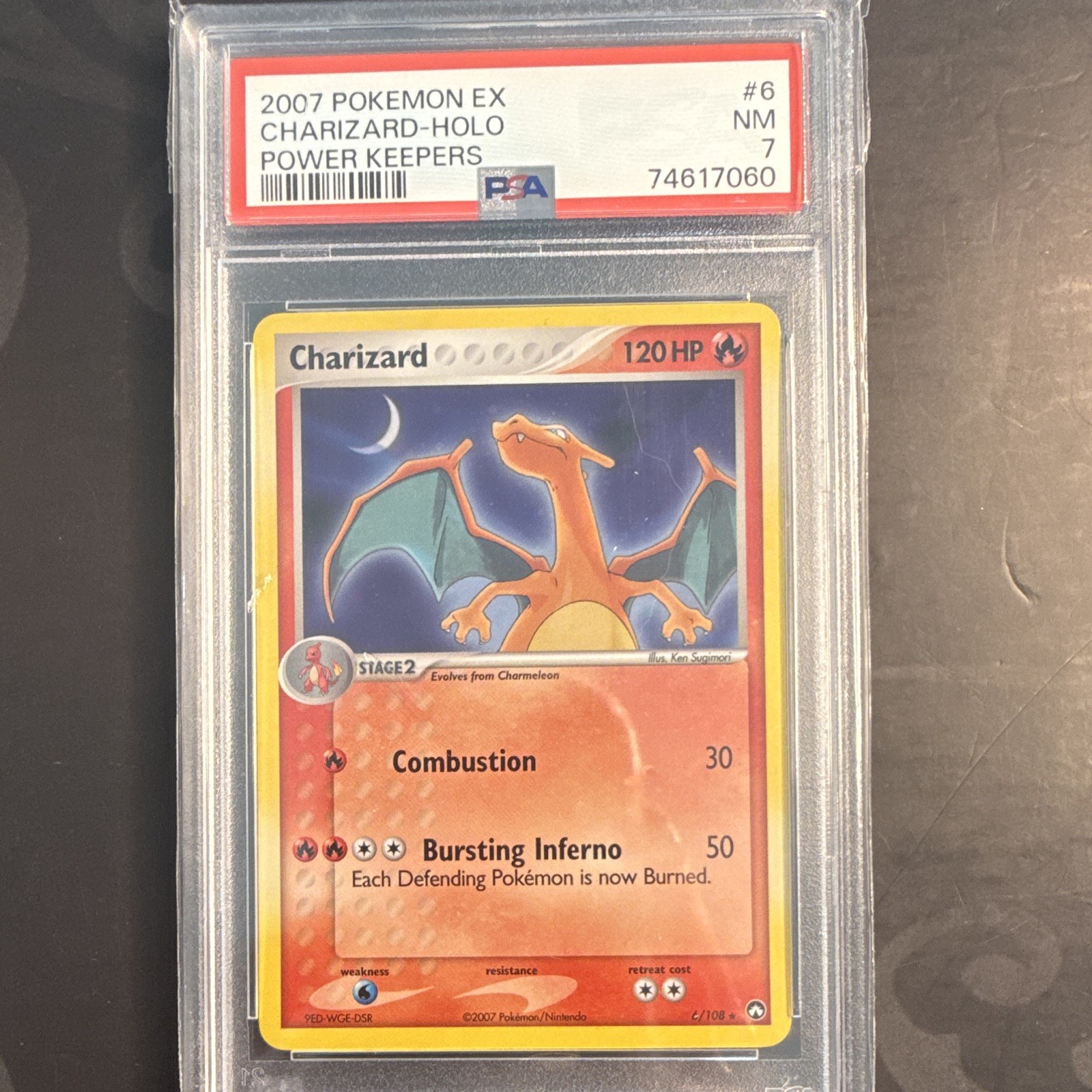 2007 Pokémon Charizard Holo 6/108 EX Power Keepers English PSA 7