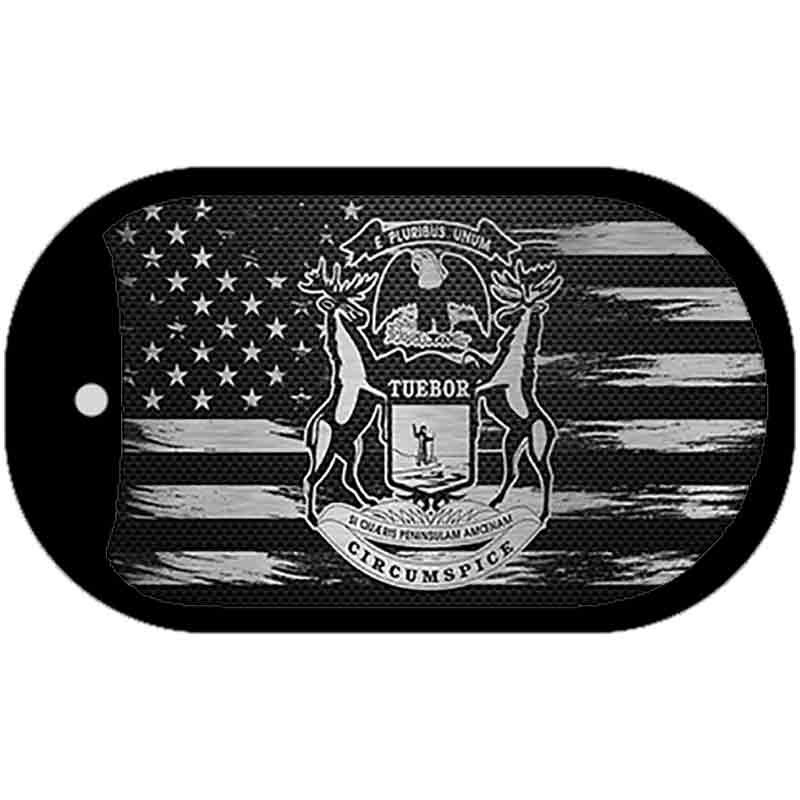 Michigan Carbon Fiber Brushed Aluminum Novelty Metal Dog Tag Necklace DTC-1114 Michigan Carbon Fiber Brushed Aluminum Novelty Metal Dog Tag Necklace DTC-1114