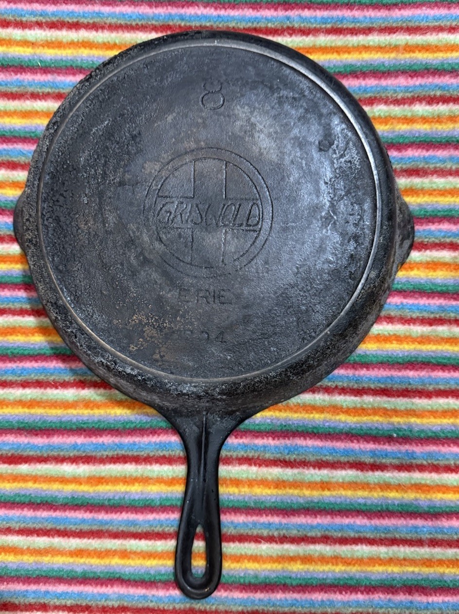 Vintage Griswold #8 Erie cast iron skillet Pan USA Used As Is Vintage Griswold #8 Erie cast iron skillet Pan USA Used As Is