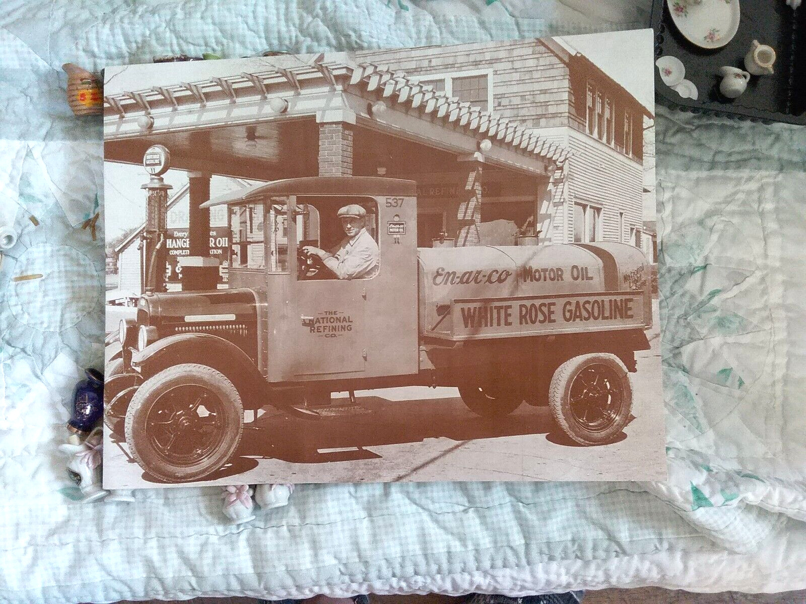 Antique Vintage Gas Station Photography 1920s White Rose Gasoline En Ar Co Motor