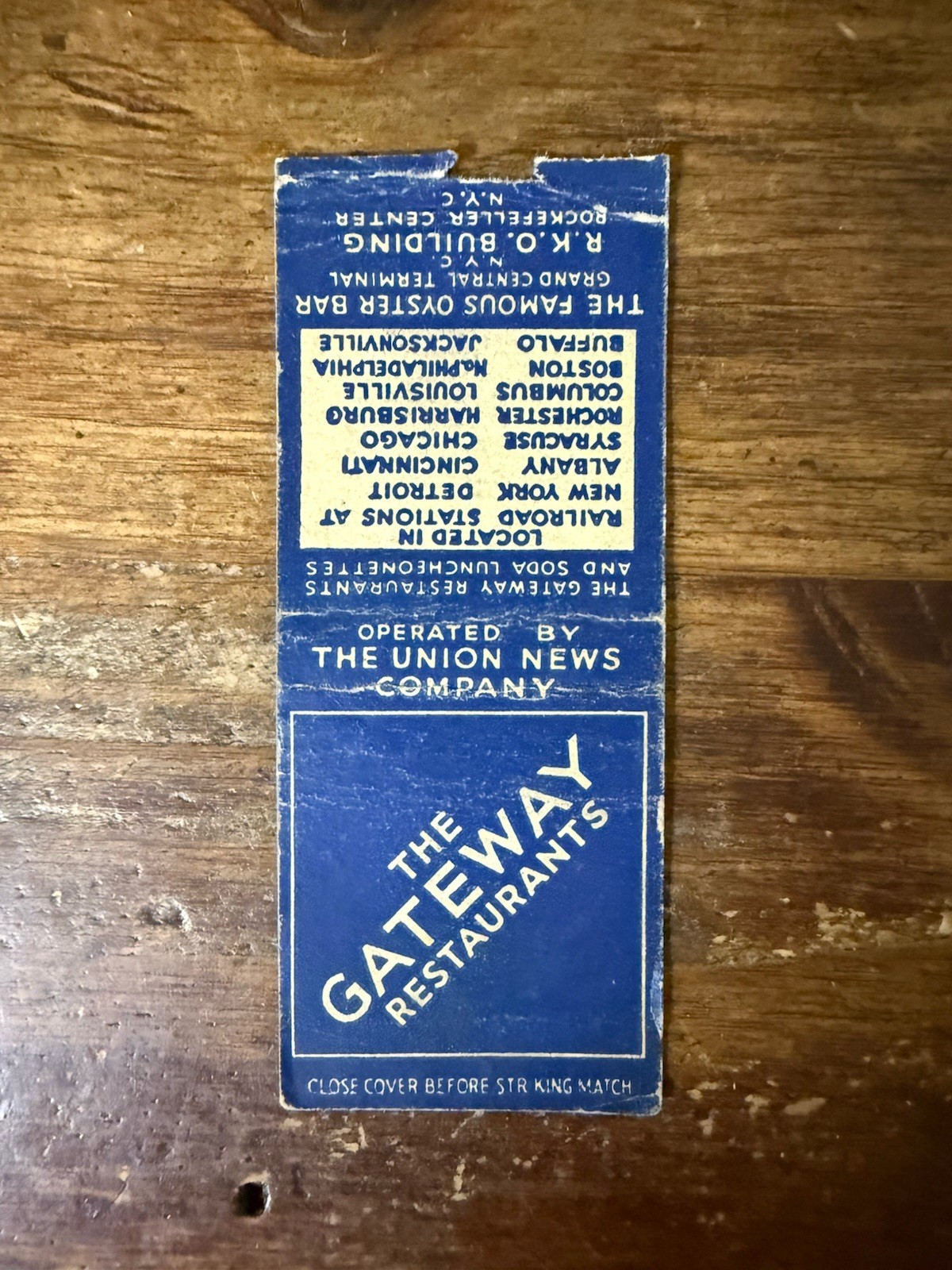 H1567 The Gateway Restaurant Rockefeller Center NYC Vintage Matchbook Cover H1567 The Gateway Restaurant Rockefeller Center NYC Vintage Matchbook Cover