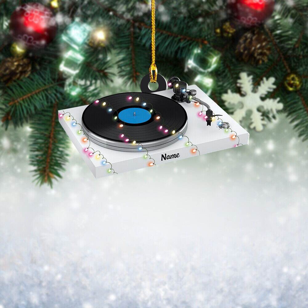 Vinyl record player or DJ turntable Christmas Light Ornament, Xmas Tree Decor