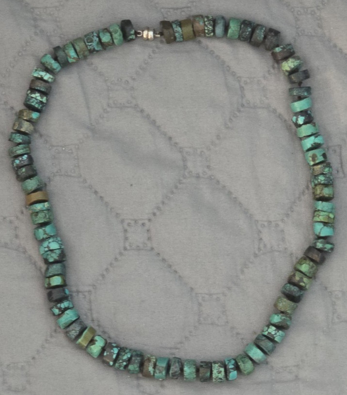 SANTO DOMINGO Navajo Native TURQUOISE Heishi Bead Single Strand 20