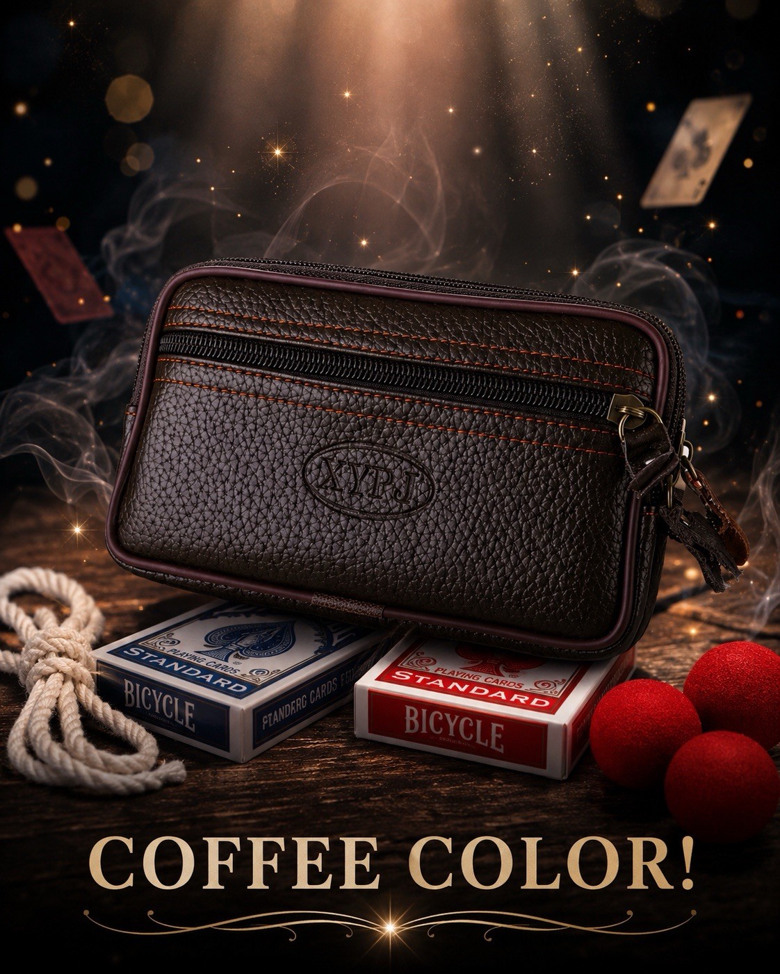 Magicians EDC close up bag Holds Cards, Coins & Apparatus Coffee Colored Magicians EDC close up bag Holds Cards, Coins & Apparatus Coffee Colored