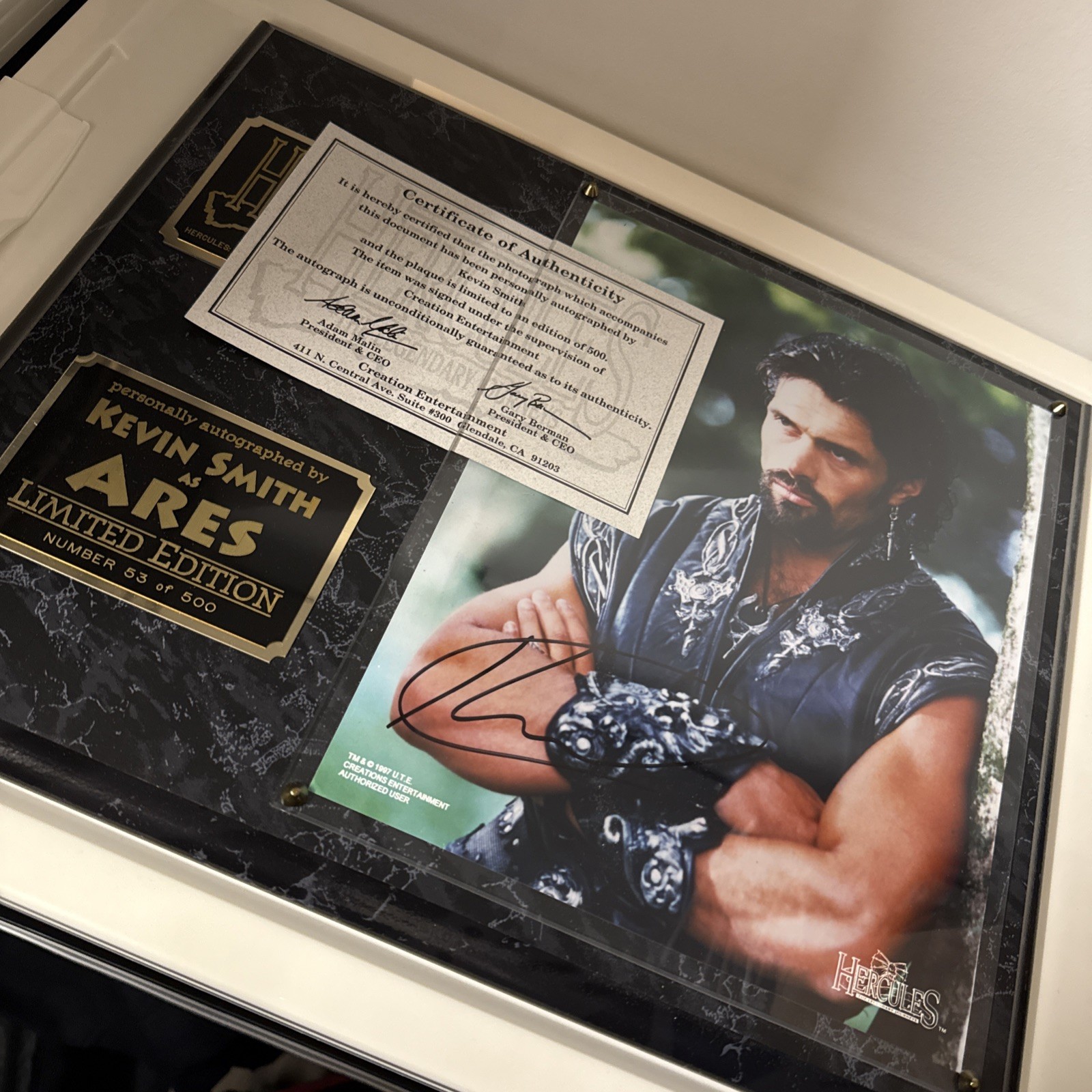 Xena KEVIN SMITH as Ares AUTOGRAPHED PLAQUE COA CREATION Signed LOW #53 of 500 Xena KEVIN SMITH as Ares AUTOGRAPHED PLAQUE COA CREATION Signed LOW #53 of 500