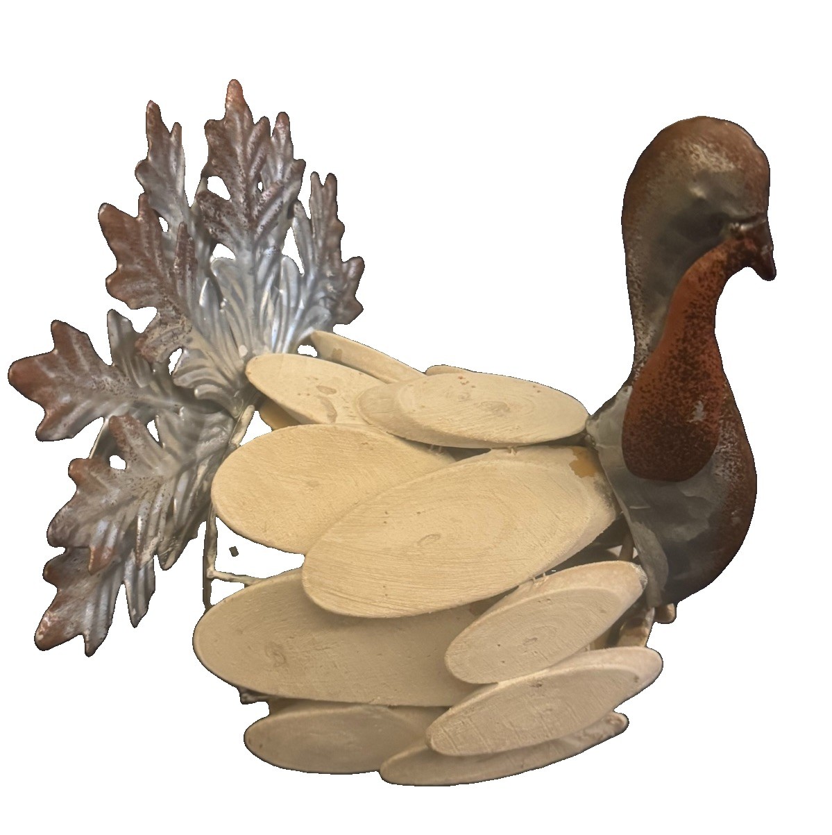 Fancy Metal & Wood Decorative Thanksgiving Turkey Fall Holidays 8” Tall 7” Wide
