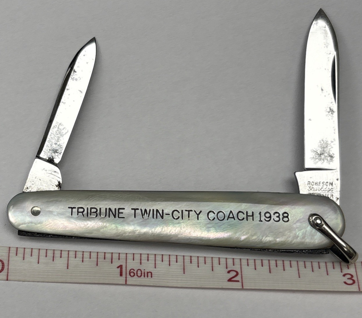 1938 Football Coach Award Knife Etched Pearl By Robeson Knute Rockne Connection 1938 Football Coach Award Knife Etched Pearl By Robeson Knute Rockne Connection