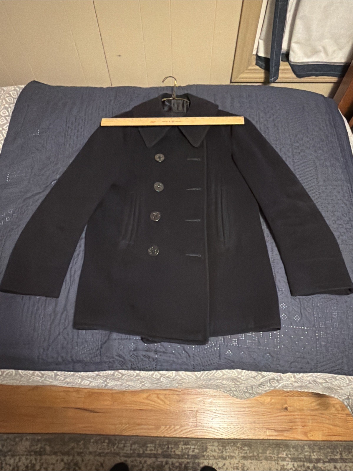 Authentic WW2 US Navy Naval Clothing Factory Wool Double Breasted Pea Coat Authentic WW2 US Navy Naval Clothing Factory Wool Double Breasted Pea Coat