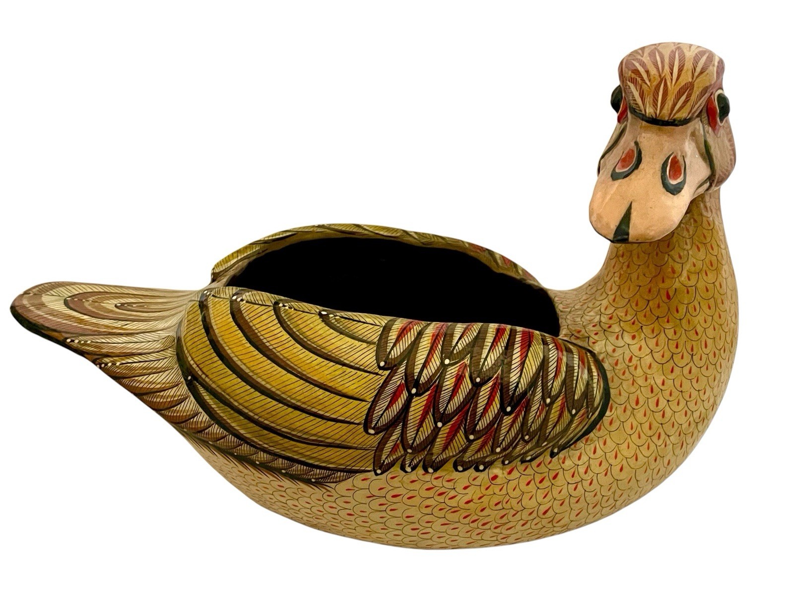 Vtg LARGE Sermel Paper Mache Hand Painted DUCK PlanterFolk Art Tonala Mexico