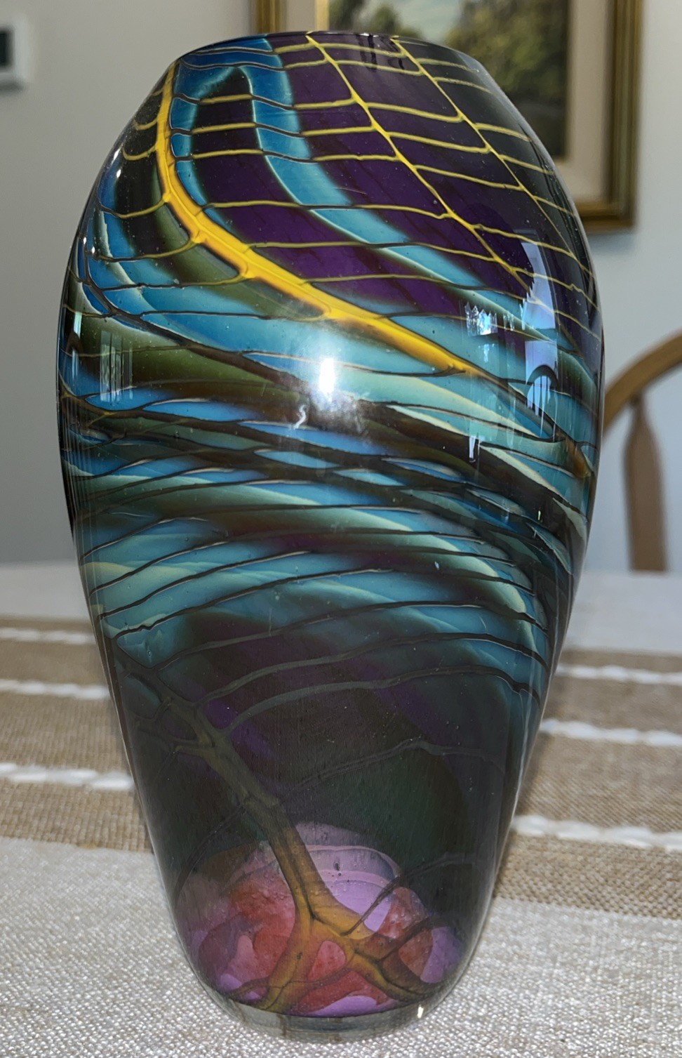 STUNNING VINTAGE HAL DAVID BERGER ART GLASS VASE - SIGNED STUNNING VINTAGE HAL DAVID BERGER ART GLASS VASE - SIGNED