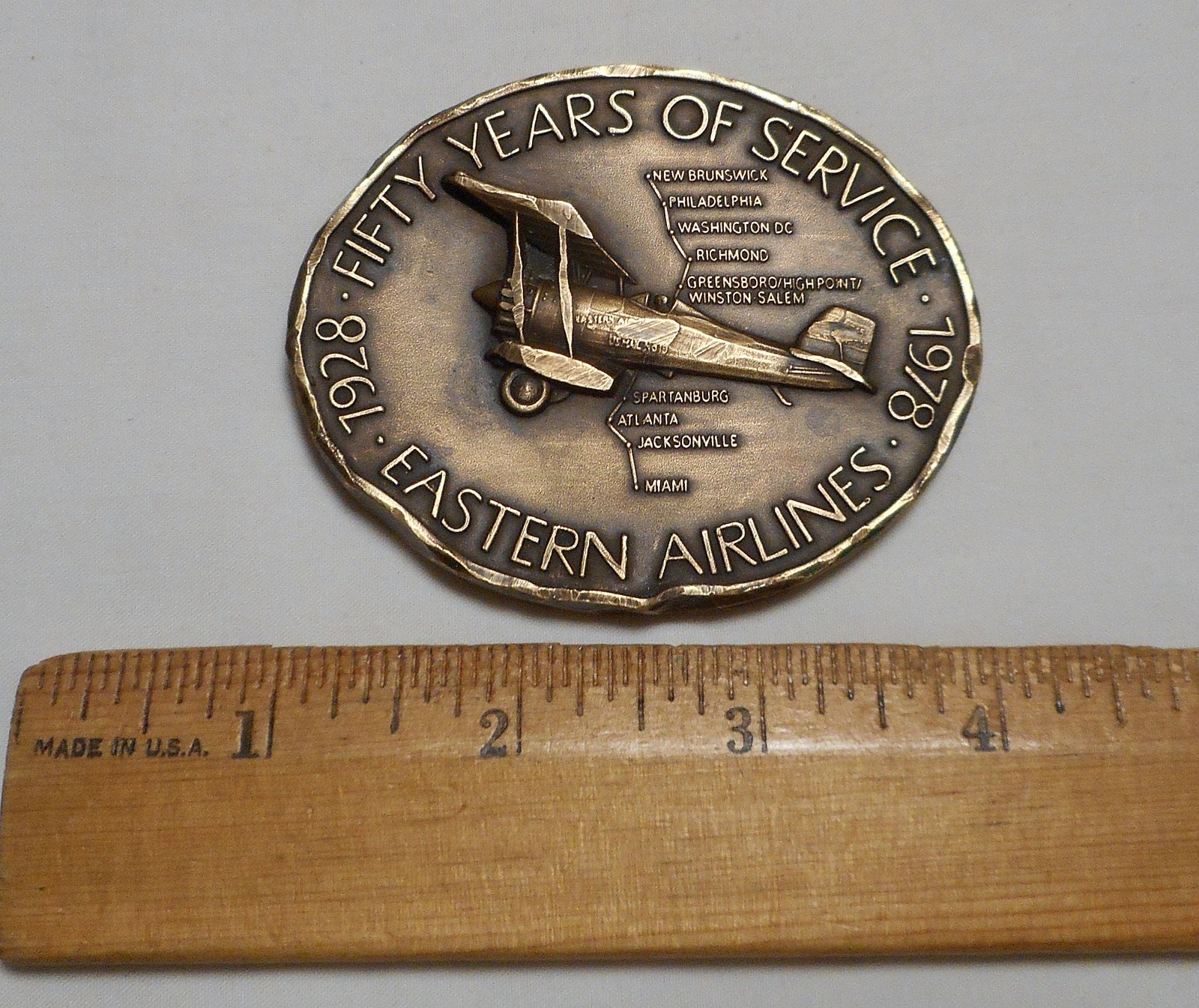 Eastern Airlines 50 Years of Service 1928 - 1978 Commemorative Bronze Medallion Eastern Airlines 50 Years of Service 1928 - 1978 Commemorative Bronze Medallion