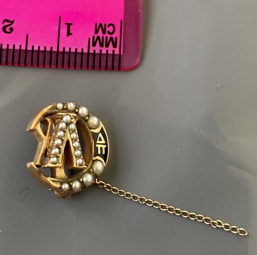 Lambda Chi Alpha Fraternity Pin Pearls Thin 1.3 Cm X 8mm Vintage 14k