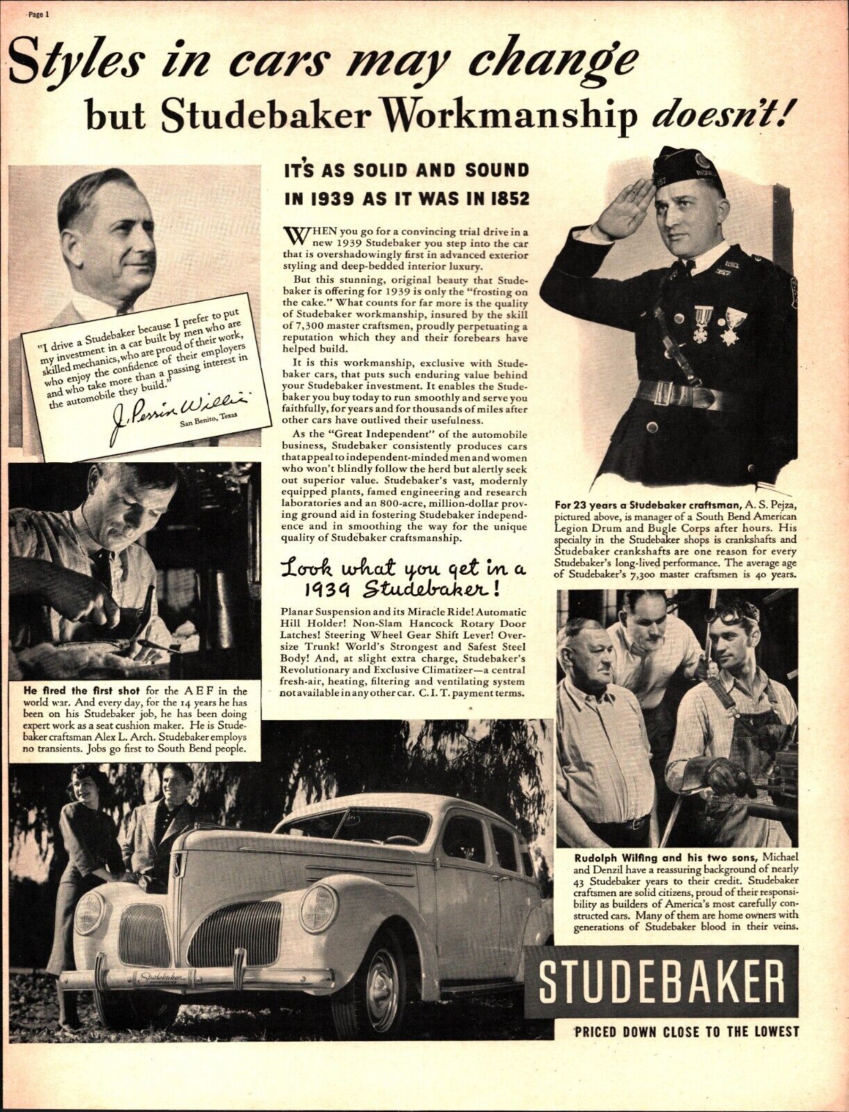 Vintage 1939 Studebaker Styles may change Print Ad d6
