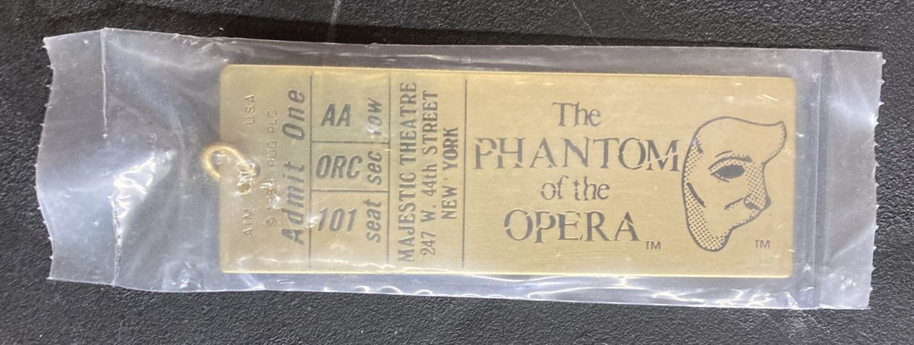 PHANTOM OF THE OPERA Brass Key Chain NEW, sealed