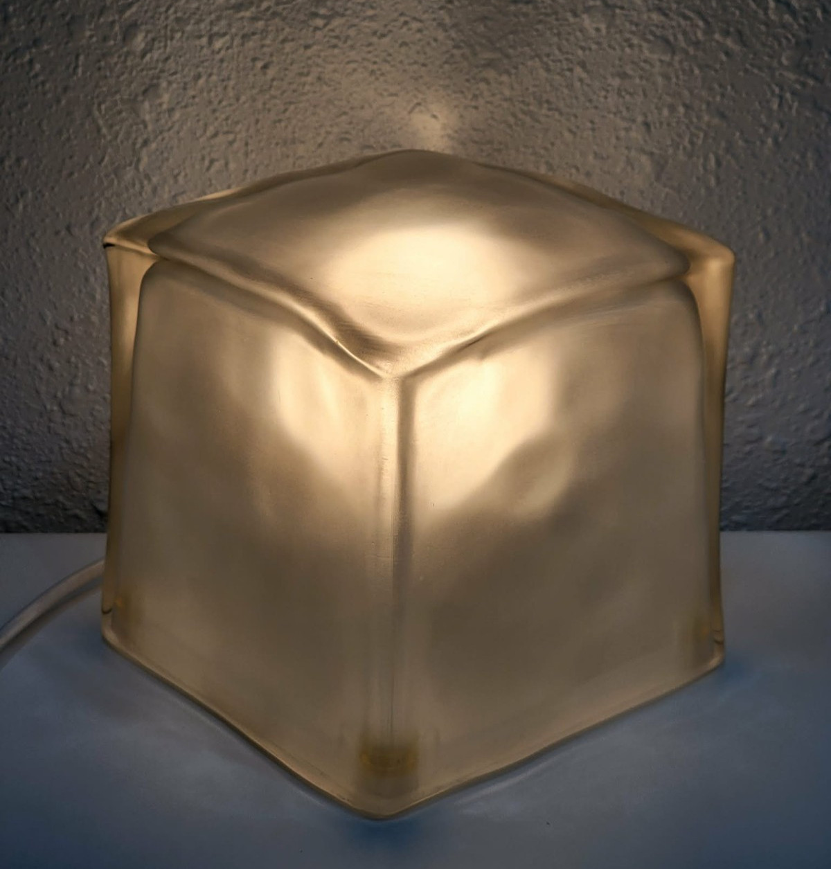 Rare Vintage 1990s IKEA Iviken Ice Cube Table Lamp Frosted Glass Block HTF Rare Vintage 1990s IKEA Iviken Ice Cube Table Lamp Frosted Glass Block HTF