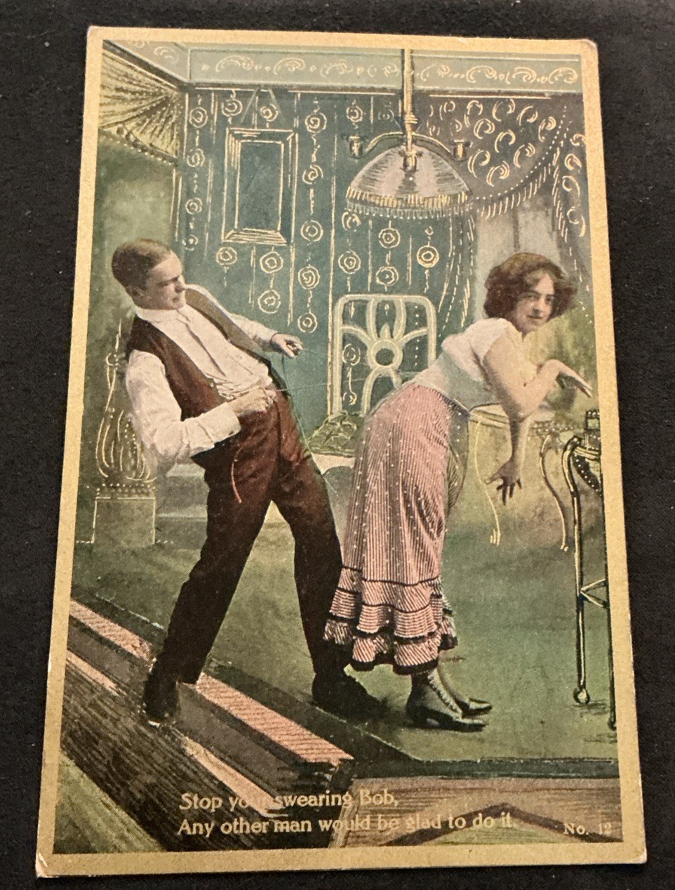 c1910 Very Risqué Saucy Postcard Woman Bending Over Table…. c1910 Very Risqué Saucy Postcard Woman Bending Over Table….