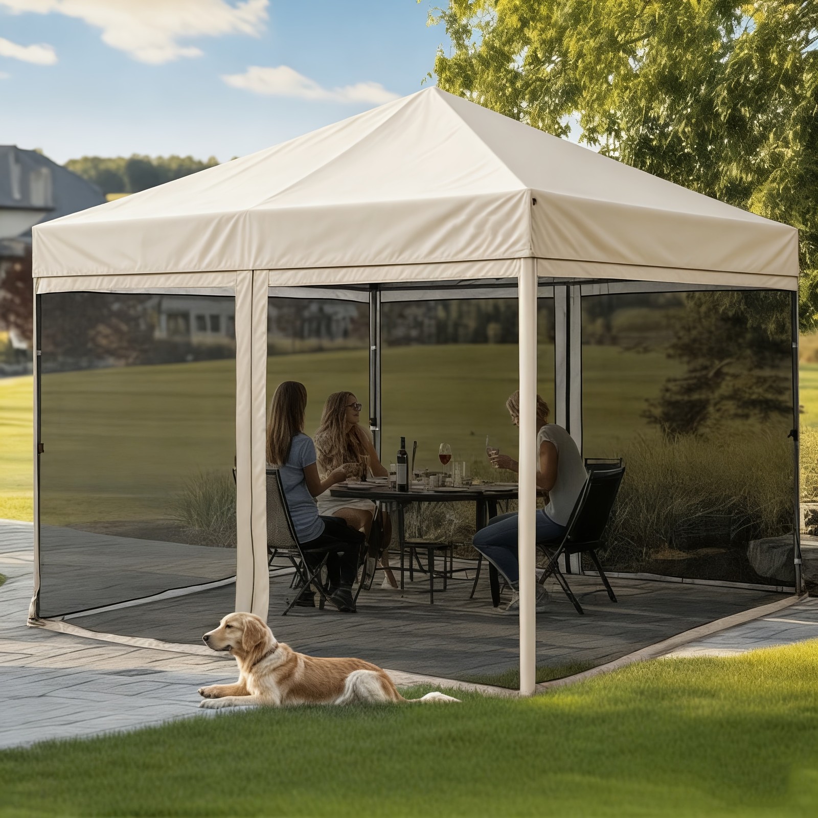 10\' X 10\' Screened Canopy Tent with Mosquito Netting, Portable Easy Up Outdoor S 10\' X 10\' Screened Canopy Tent with Mosquito Netting, Portable Easy Up Outdoor S
