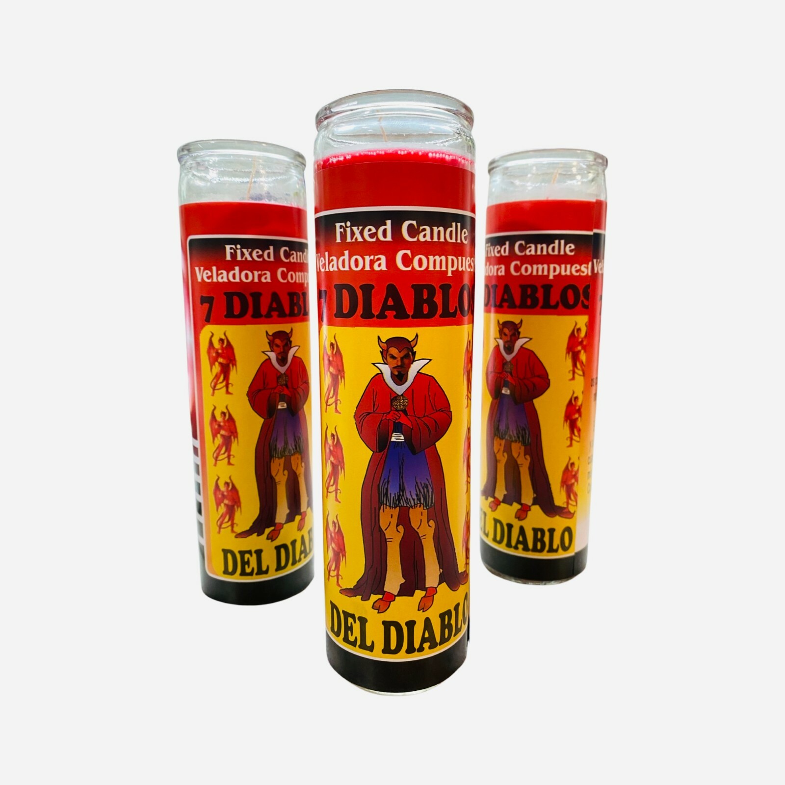 3x Set,7 Diablos del Diablo Veladora, Satan's 7 Devils Candle 3x Set,7 Diablos del Diablo Veladora, Satan's 7 Devils Candle