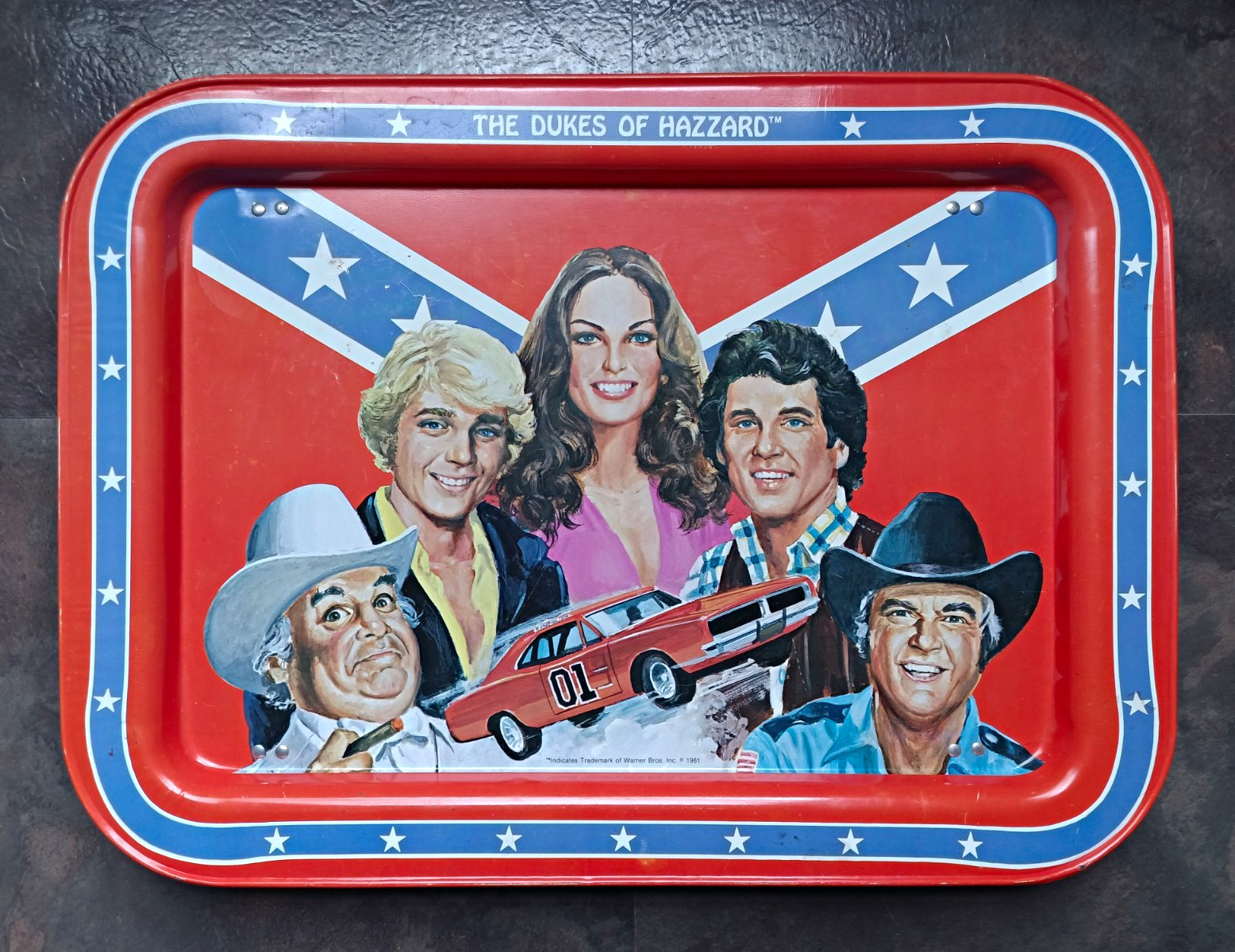 Vintage Dukes Of Hazard TV Snack Tray with Folding Legs 1981 Vintage Dukes Of Hazard TV Snack Tray with Folding Legs 1981