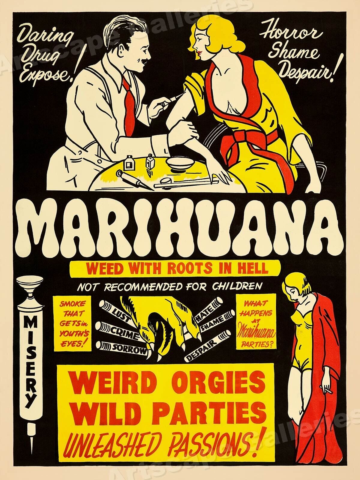 Marijuana 1930s Smoking Reefer Madness Vintage Style Movie Poster - 18x24
