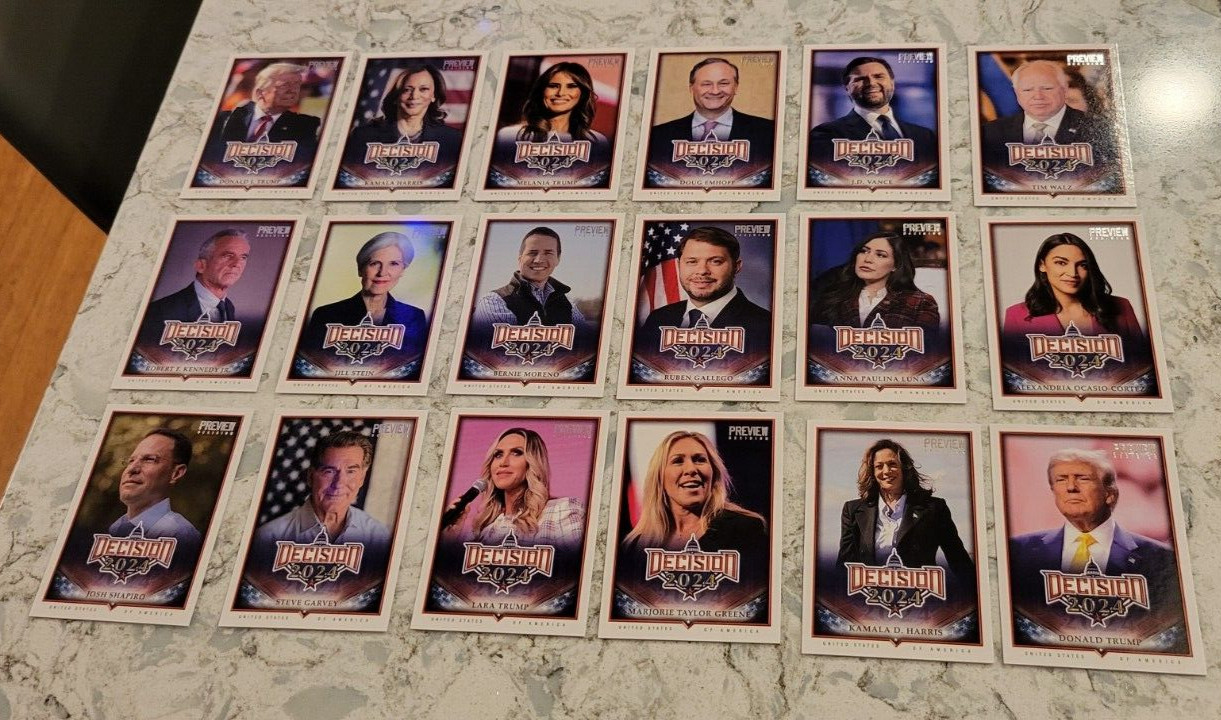 New 2024 Decision Preview Promo Complete Set #P1-P18 Donald Trump JD Vance