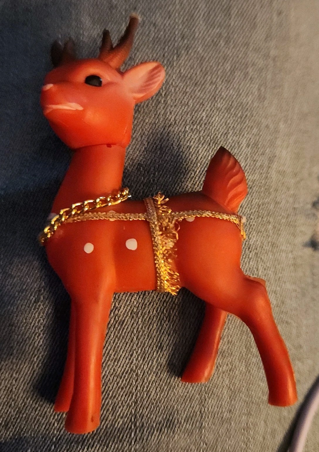 Vintage Japan Rubber Red Christmas Reindeer Deer Head Moves 3.5 Inches Vintage Japan Rubber Red Christmas Reindeer Deer Head Moves 3.5 Inches