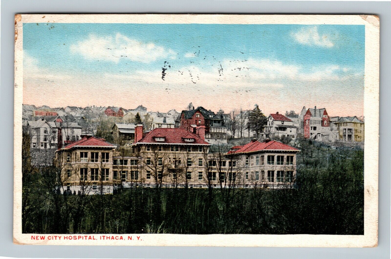 Ithaca NY, Historic New City Hospital, Quarry St New York c1922 Vintage Postcard