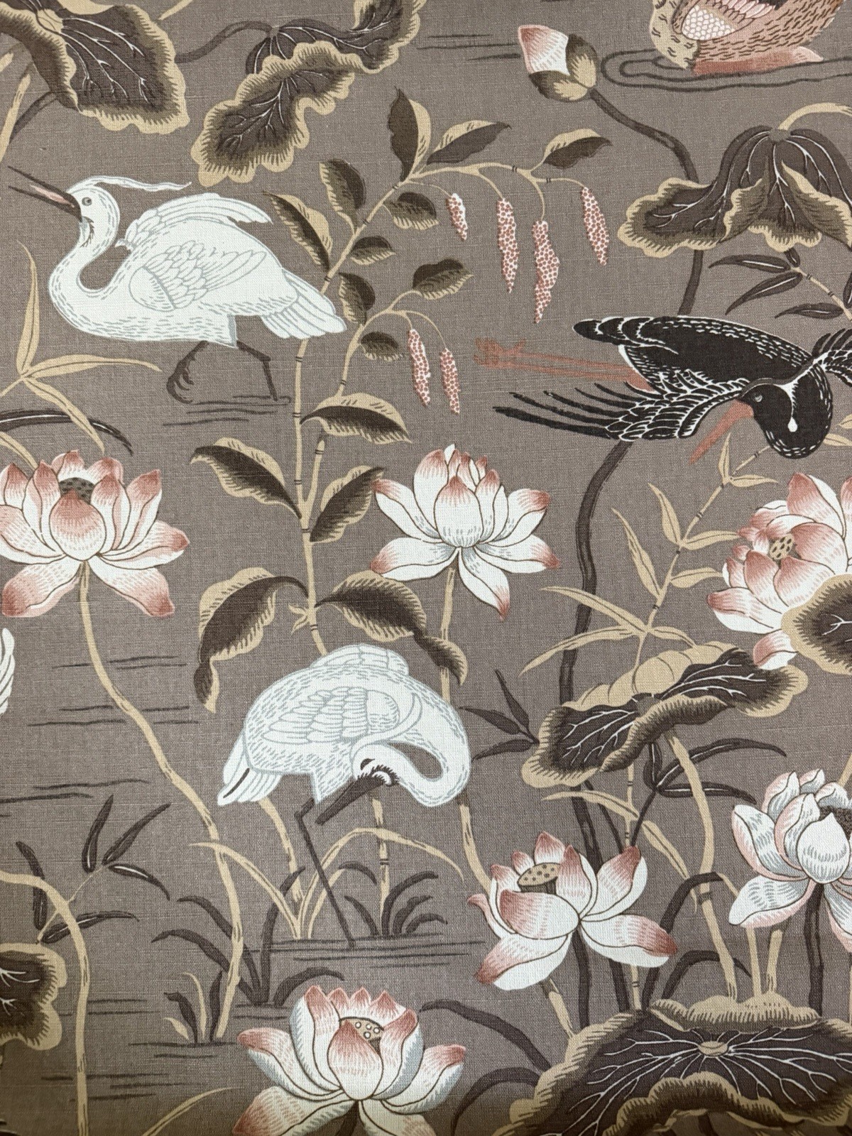 Schumacher 172934 Lotus Garden Mocha Fabric 8 Yards