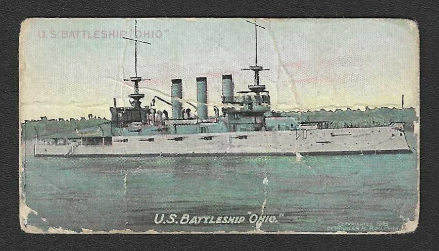 c1910's T39 Booker Tobacco Card - Burley Cubs U.S. Battleship Series - Ohio