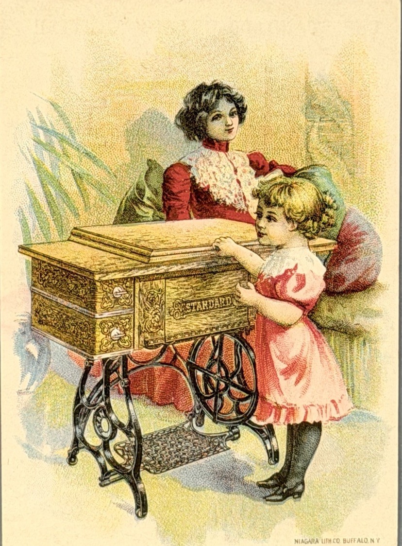 Antique Standard Rotary Shuttle Sewing Machine Trade Card Saco Maine Dealer