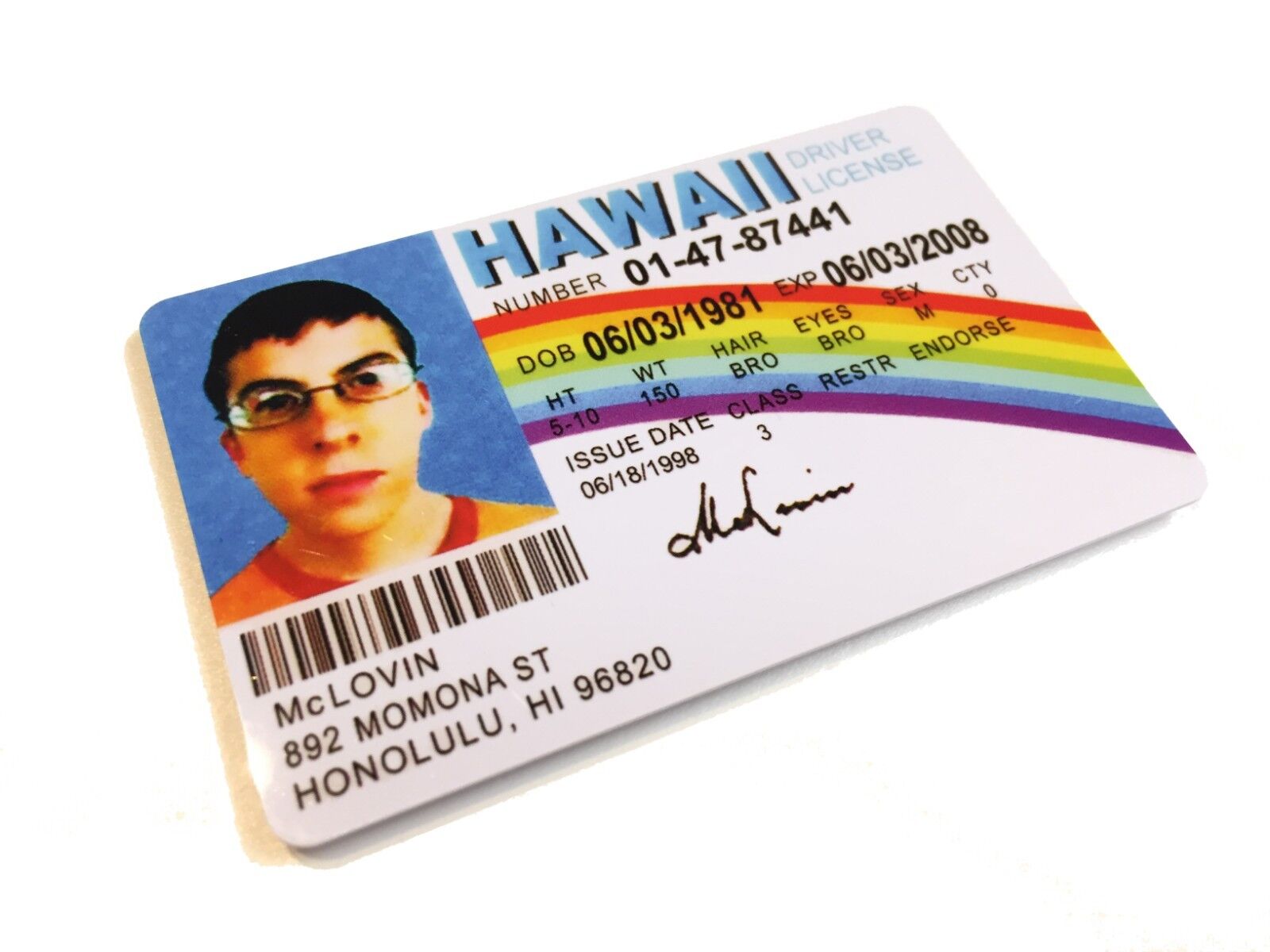 McLovin SUPERBAD Plastic ID Card - Film Novelty Prop