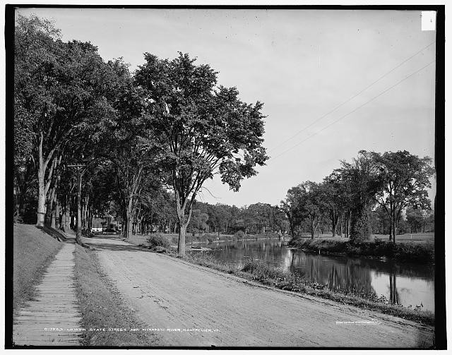 Montpelier Vermont Winooski River Lower State Street c1904 Trees Road
