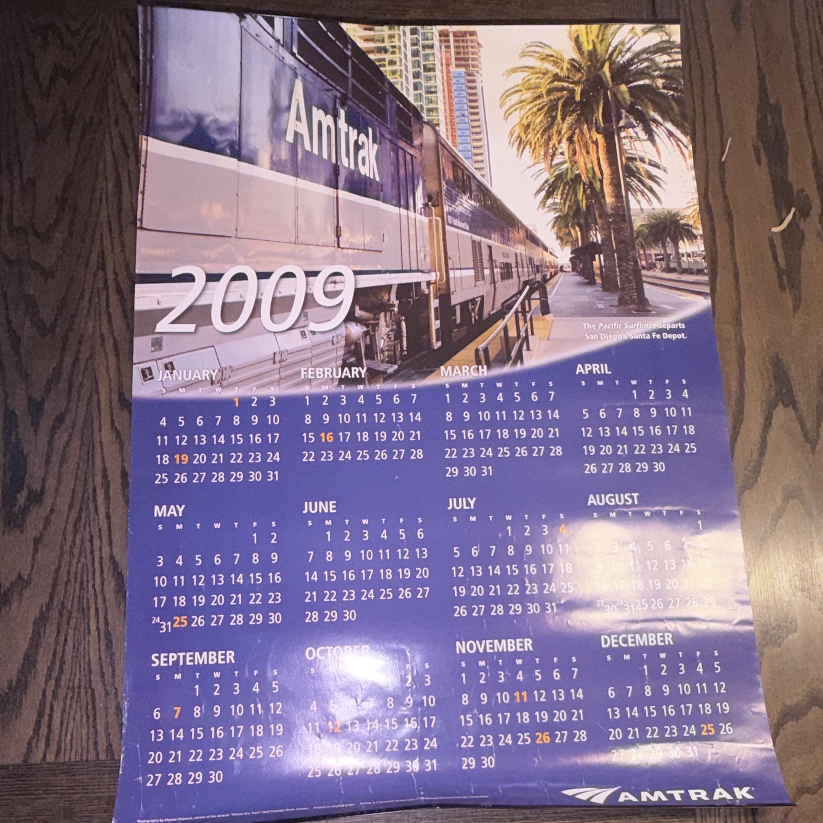 Amtrak 2009 Wall Calendar Railroad Train Photo Wall Calendar Amtrak 2009 Wall Calendar Railroad Train Photo Wall Calendar