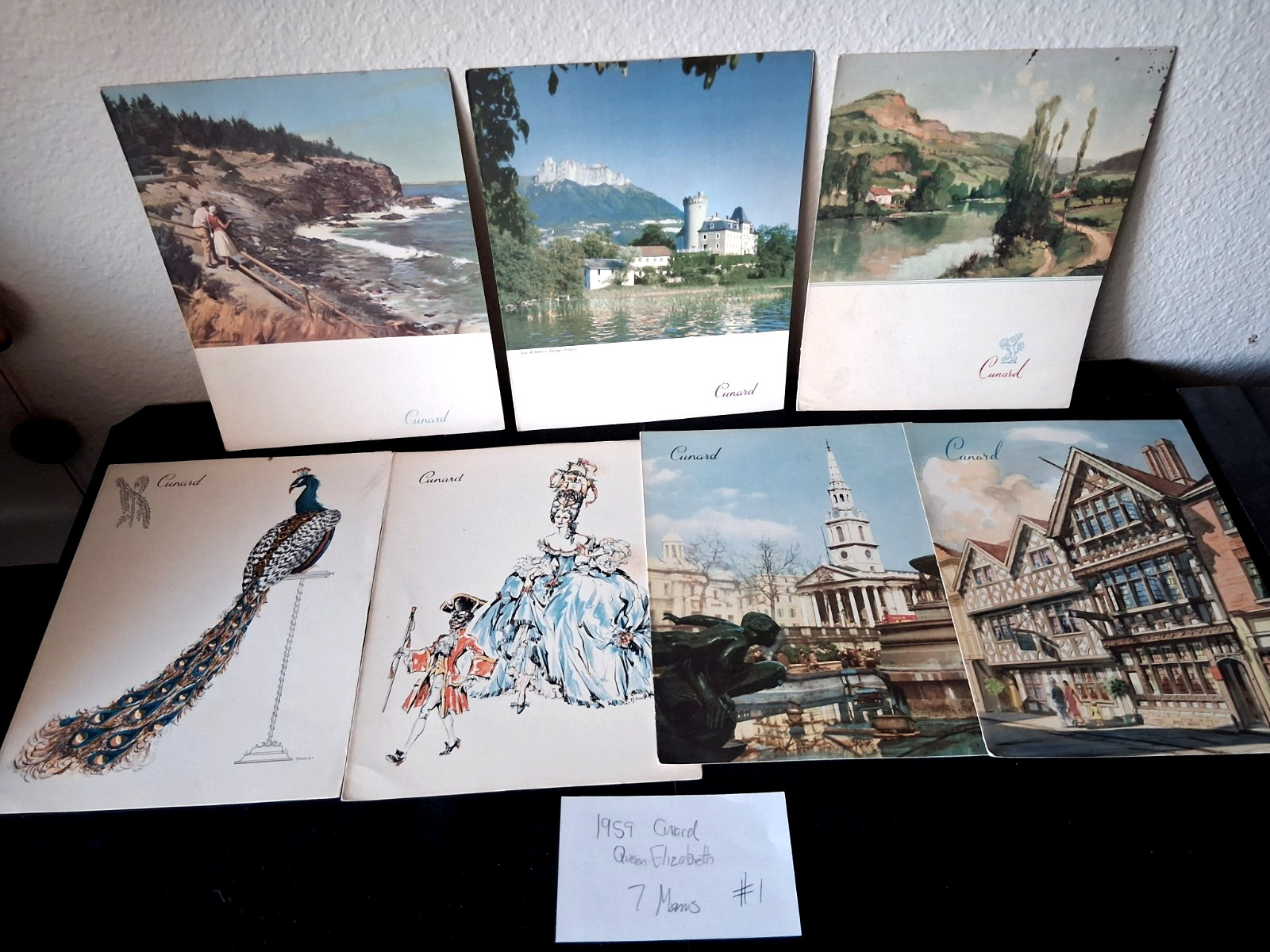 Cunard Menus 1959 Queen Elizabeth Vintage Ocean Liners Lot of (7) Cunard Menus 1959 Queen Elizabeth Vintage Ocean Liners Lot of (7)