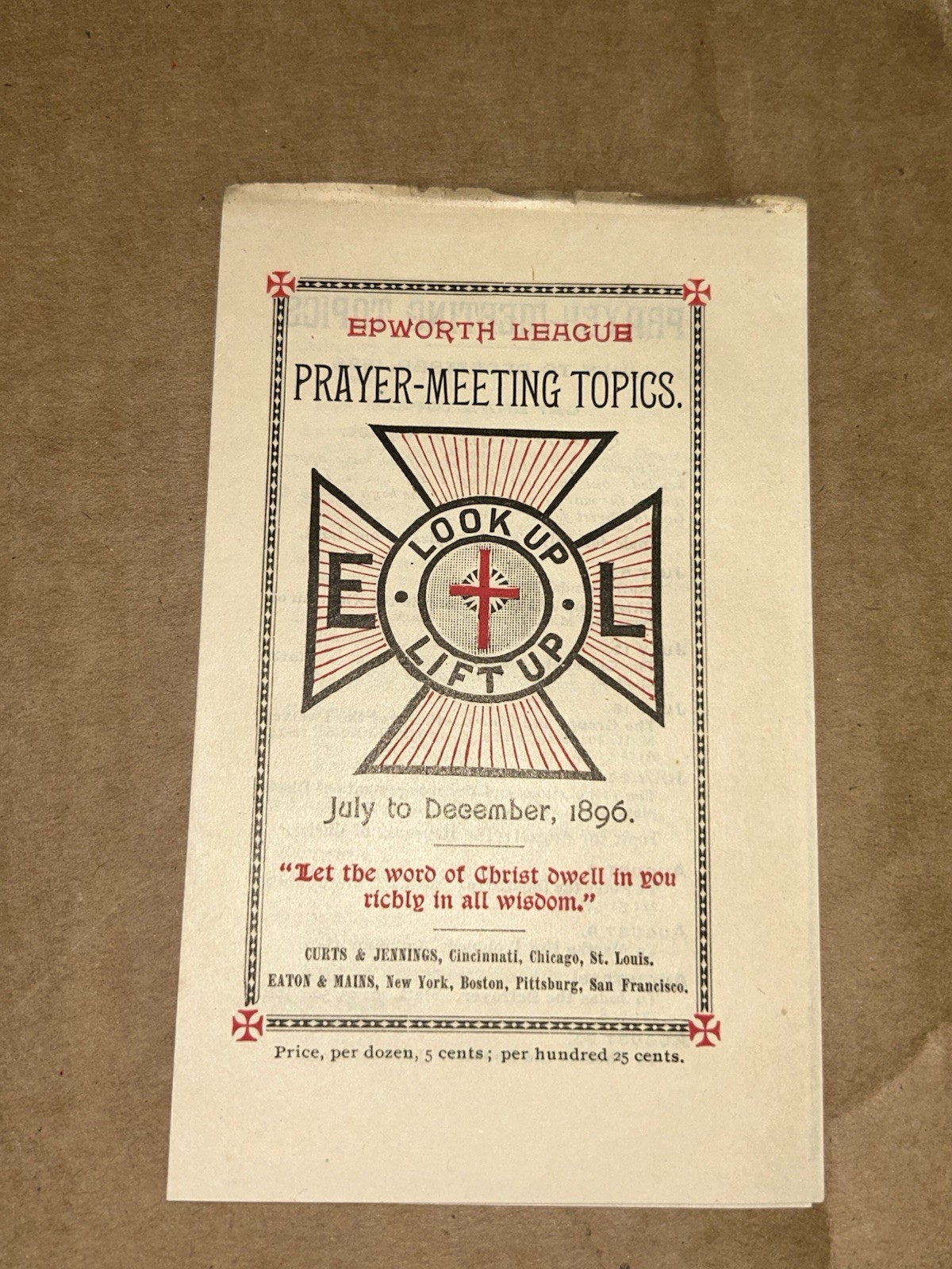 1896 Epworth League Prayer Meeting Topics Youth Methodist Episcopal Pamphlet 1896 Epworth League Prayer Meeting Topics Youth Methodist Episcopal Pamphlet
