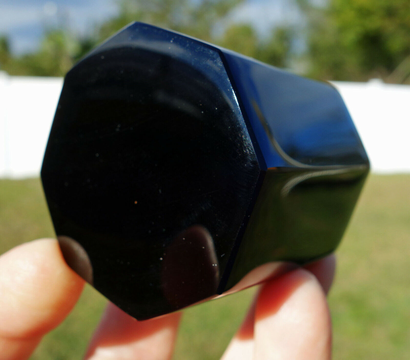 Black OBSIDIAN OCTAGON Scrying Mirror Tarot Crystal True Mexico Volcanic Glass