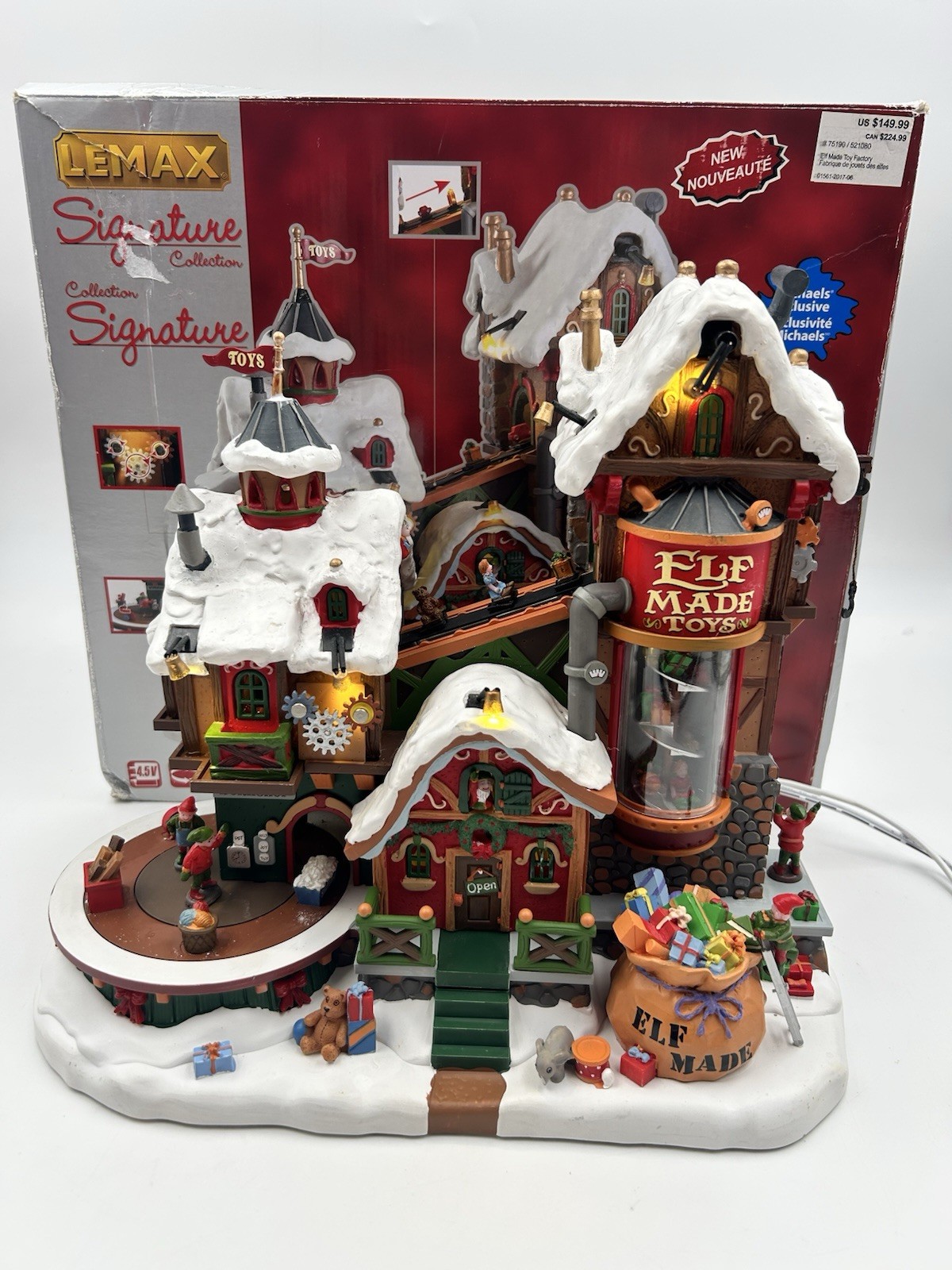 LEMAX SIGNATURE ELF MADE TOY FACTORY 75190 - LIGHTS/MOTION/SOUND Working-Read