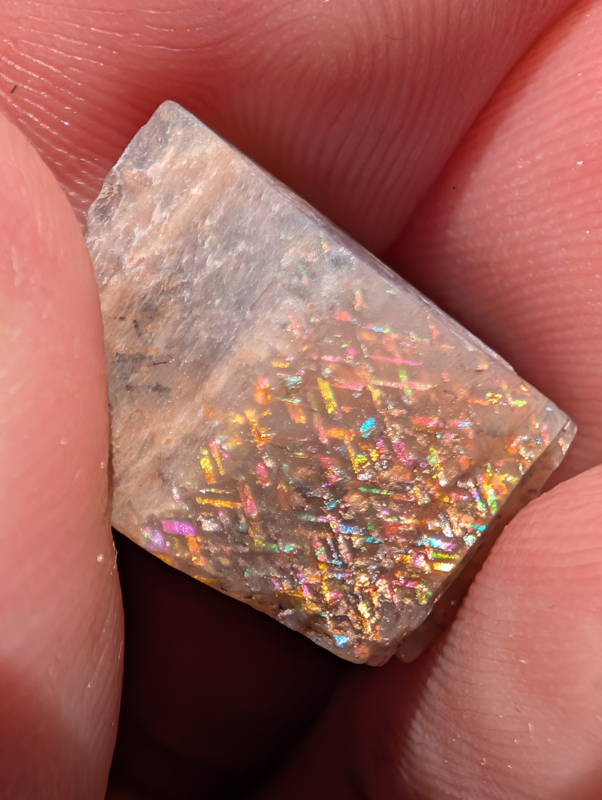 Rainbow Lattice Sunstone 23ct crystal matrix specimen rare gemstone Australian