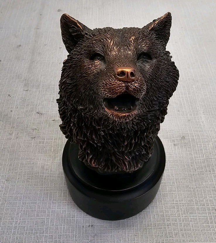 Ebros Woodlands Howling Alpha Wolf Head Bust Bronzed Resin Figurine With Base