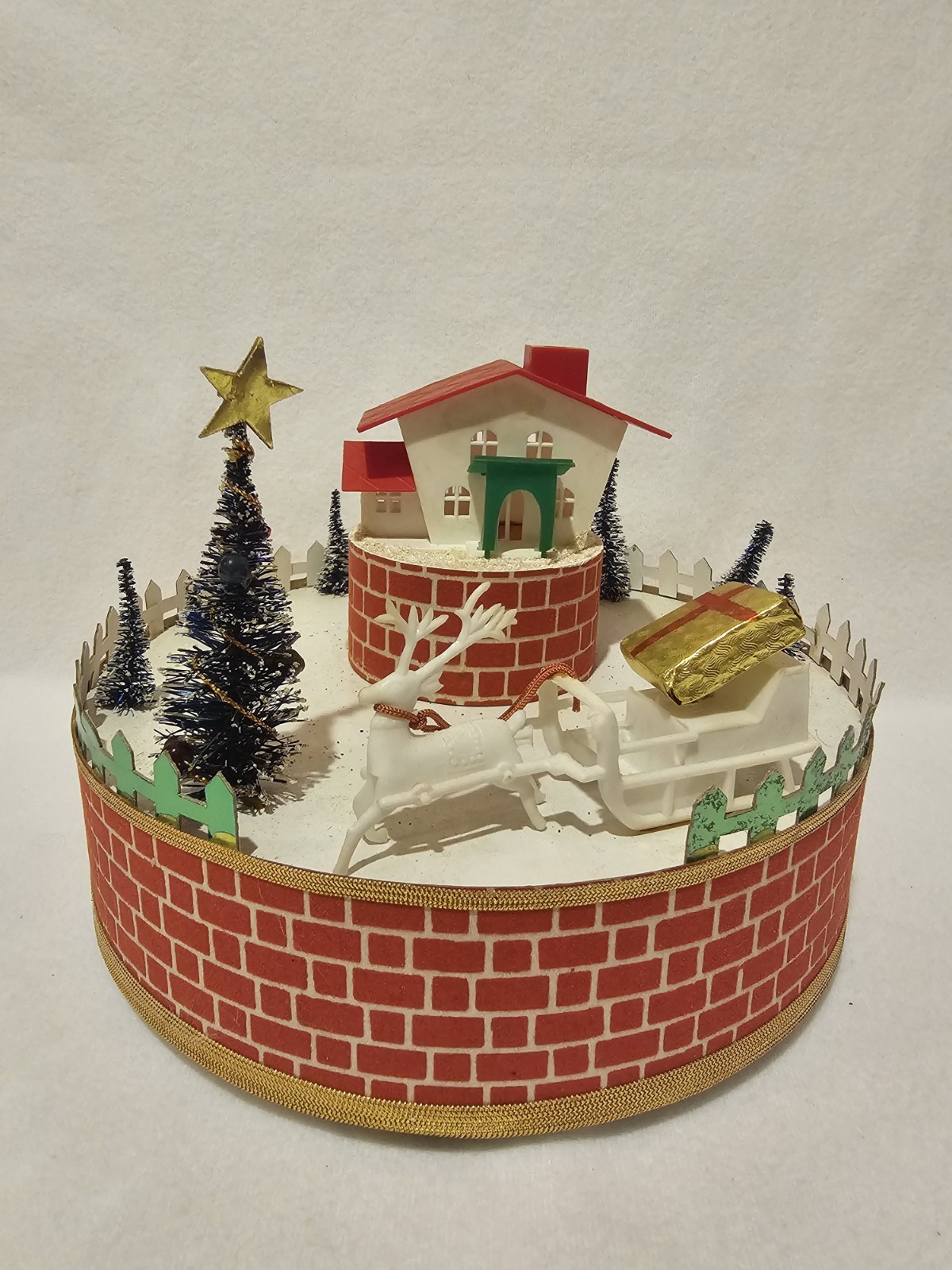 Vintage SEARS Christmas Cardboard Putz Church House Music Box Jingle Bells Japan Vintage SEARS Christmas Cardboard Putz Church House Music Box Jingle Bells Japan