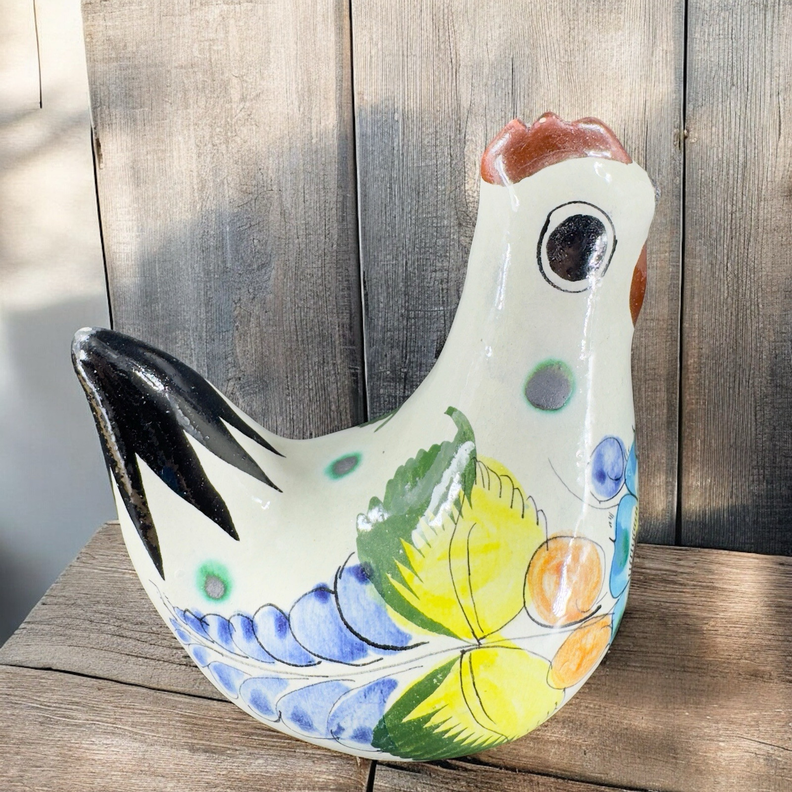 VTG Tonala Mexico Folk Art Pottery Chicken Rooster Hand Painted Figurine Signed VTG Tonala Mexico Folk Art Pottery Chicken Rooster Hand Painted Figurine Signed