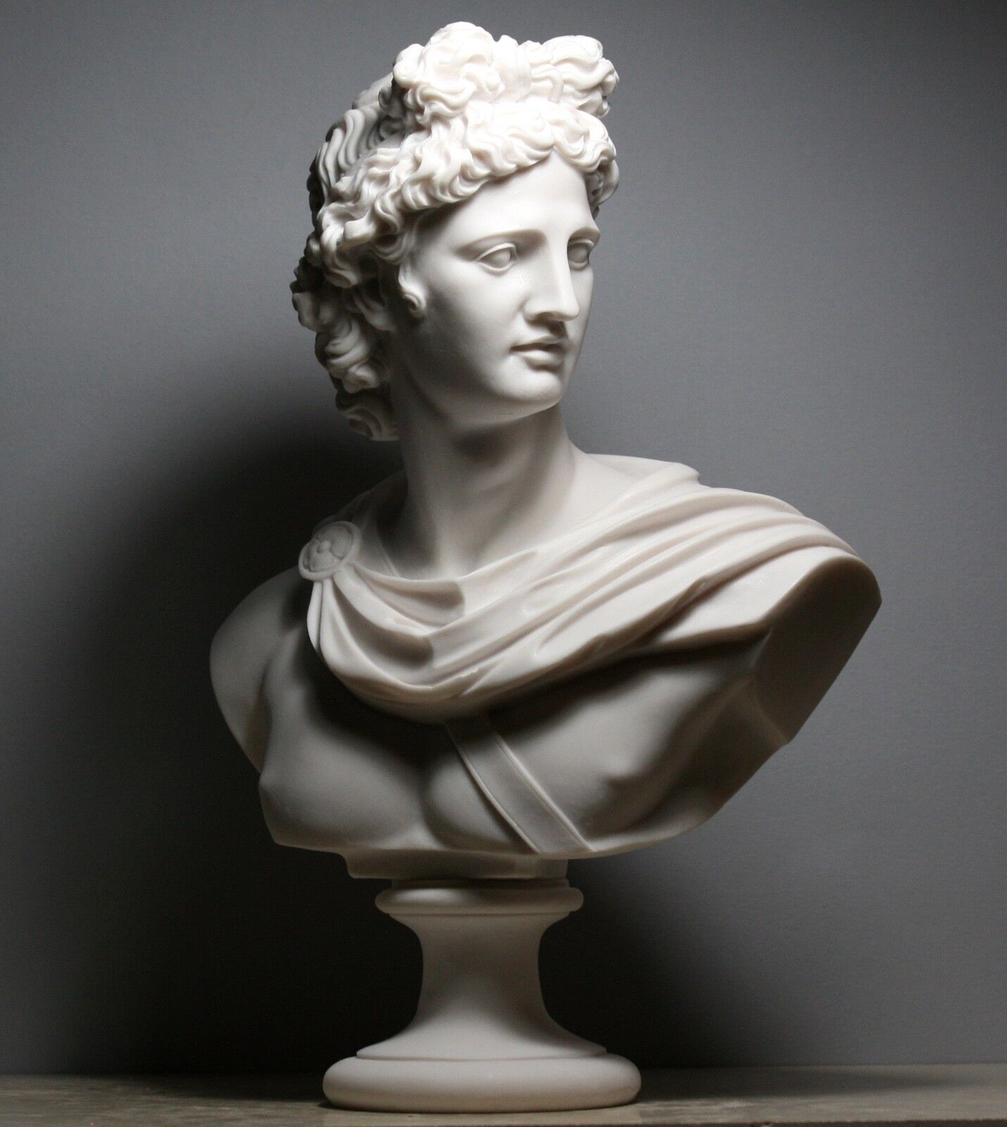 APOLLO Greek Roman God Bust Head Cast Marble Statue Sculpture Handmade 12.6in