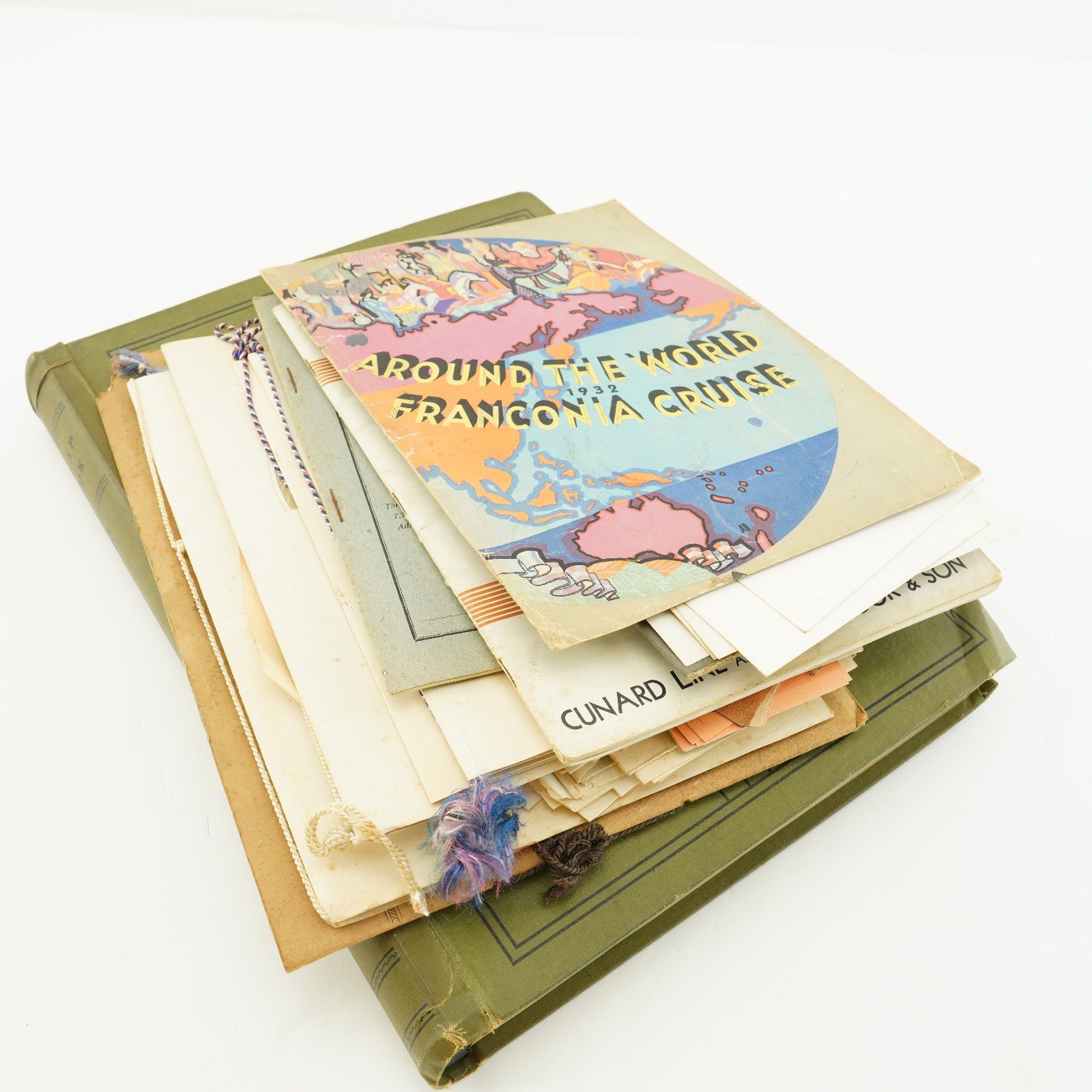 398 PIECES Cunard Line Franconia Menus Shows pictures 1932 Cruise Ship POSTCARDS