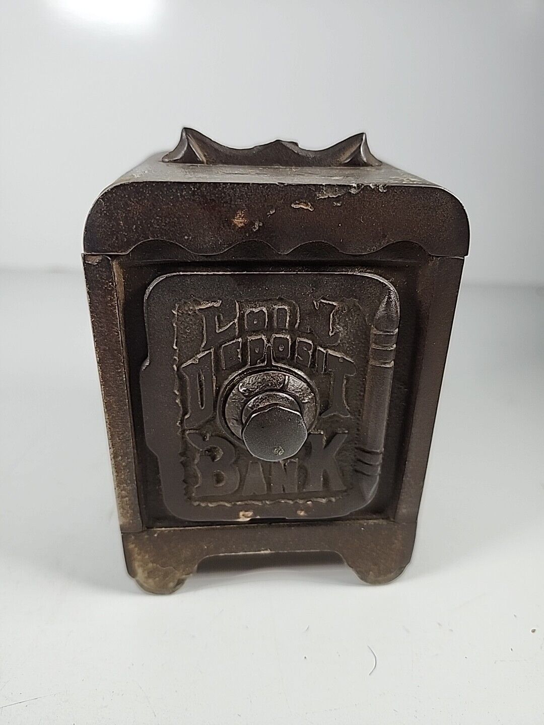 Antique Tin & Cast Iron Combination Safe Coin Deposit Bank ca 1900 UNCRACKED